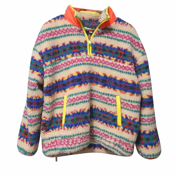 Colourful Fleece Sweater Apres Ski Size Small - Picture 2 of 7